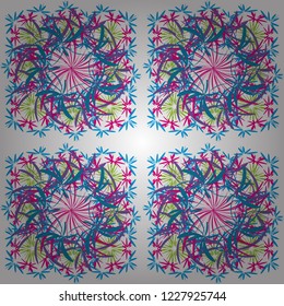 Seamless cute mille-fleurs texture for fabric, wrapping, printing, textile. Vector floral magenta, white and blue pattern.