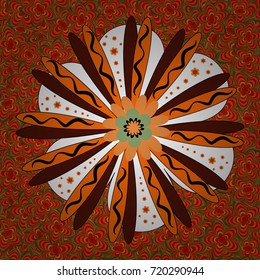 Seamless cute mille-fleurs texture for fabric, wrapping, printing, textile. Vector floral red, orange and brown pattern.