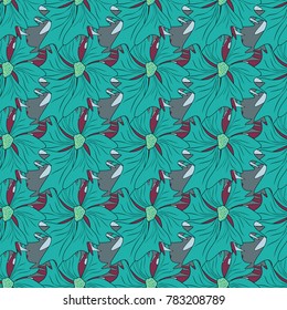 Seamless cute mille-fleurs texture for fabric, wrapping, printing, textile. Vector floral gray, blue and black pattern.