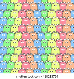 Seamless cute monster pattern.