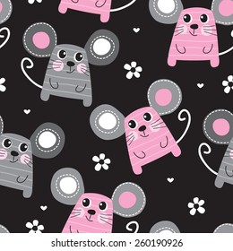 seamless cute mouse pattern vector illustration
