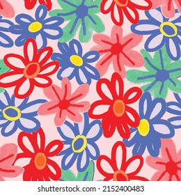 fondo de patrón de flores multicolor sin costura, tarjeta de saludo o tela