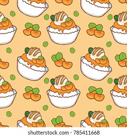 Seamless  with cute Orange and ice-cream,A seamless vector background