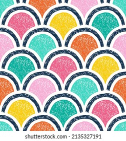 Seamless Cute Overlapping Circle Doodle Fun Kids Graphic Pattern