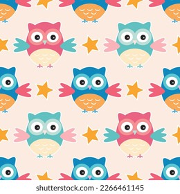 seamless cute owl pattern 1A