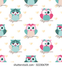 Seamless Cute Owl Pattern