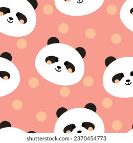 Seamless cute panda pattern for fabric prints, textiles, gift wrapping paper. colorful vector for children, flat style