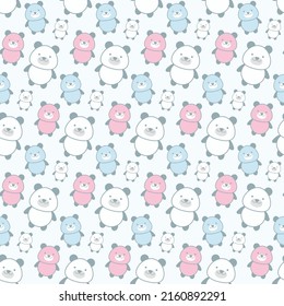 seamless cute panda pattern vector image