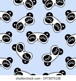 seamless cute panda sleep mask pattern