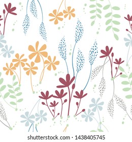Seamless Cute pastel floral pattern background vector illustration for design