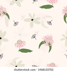 Seamless cute pastel floral pattern background vector illustration for  fashion fabric wallpaper wrapping  and print design
