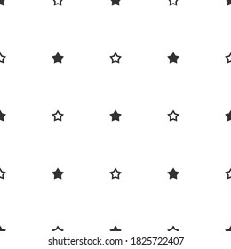 Seamless cute pattern with black stars on white background. Vector illustration. Magic fireworks. Bright Stardust background. Constellation. 