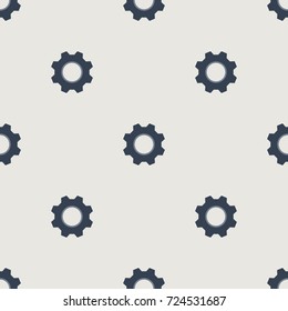 Seamless cute pattern with blue gear on paper background.