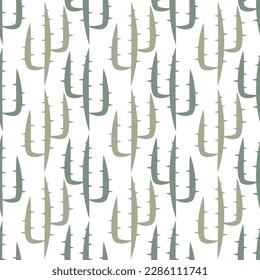 Seamless cute pattern of cacti on a white background