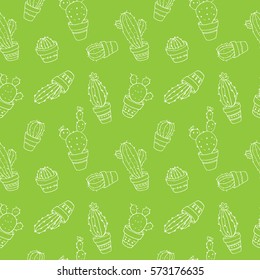Seamless cute pattern with cactus