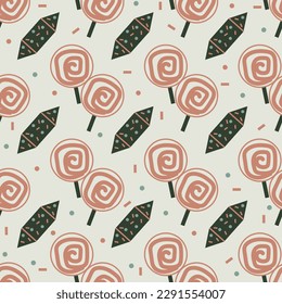 Seamless cute pattern of candies in pastel colors