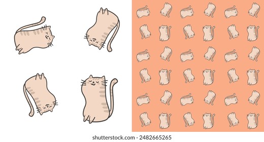 Seamless cute pattern of cat. Hand drawn illustration isolated on white background.
Pet paws background.drawing for print, wallpaper, fabric. Background for children's products, clothing, fabric.
