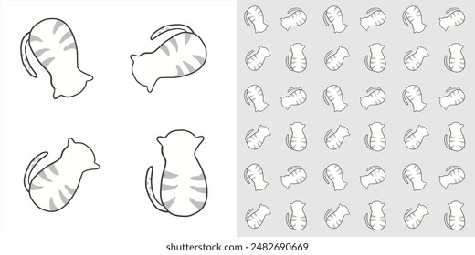 Seamless cute pattern of cat. Hand drawn illustration isolated on white background.
Pet paws background.drawing for print, wallpaper, fabric. Background for children's products, clothing, fabric.
