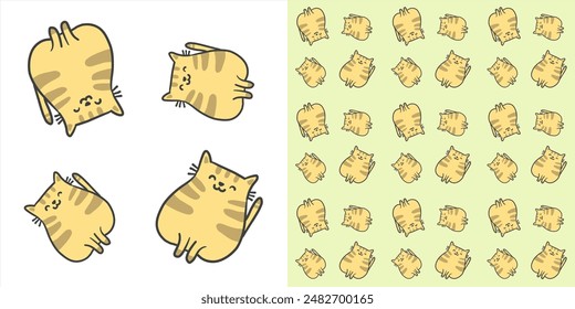 Seamless cute pattern of cat. Hand drawn illustration isolated on white background.
Pet paws background.drawing for print, wallpaper, fabric. Background for children's products, clothing, fabric.
