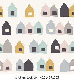 Seamless cute pattern with color houses