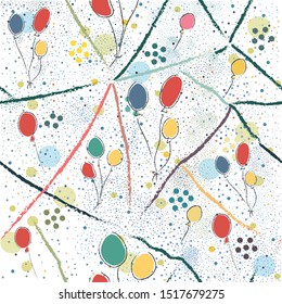 Seamless Cute Pattern with colorful air Balloons. Scandinavian Style. Vector Illustration.
