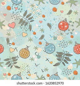 Seamless Cute Pattern with colorful air Balloons. Scandinavian Style. Vector Illustration.