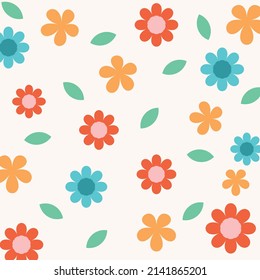 Seamless cute pattern with colorful flowers vector illustration premium vector Premium Vector