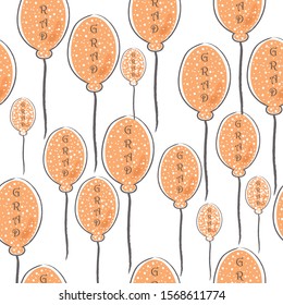 Seamless Cute Pattern with colorful graduation air Balloons. Scandinavian Style. Vector Illustration.