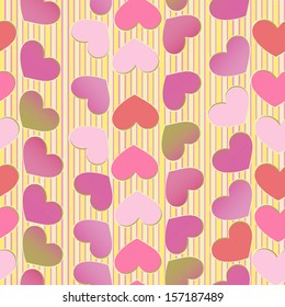 seamless cute pattern with colorful hearts