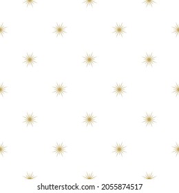 Patrón lindo e incomparable con estrellas doradas o destellos sobre fondo blanco. Ilustración vectorial. Fuegos artificiales mágicos. Fondo de Stardust brillante. Constelación. ajuste de vacaciones