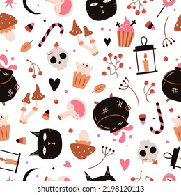 patrón lindo sin fisuras para la ilustración vectorial de feriado de halloween