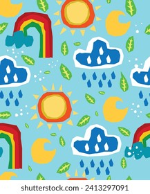 Seamless cute pattern for kids, children.  Scandinavian style for fabric, wallpaper, clothes, swaddles, apparel, planner, sticker