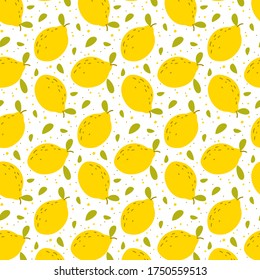 Seamless cute pattern with lemons. Vector illustration.