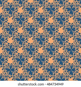Seamless cute pattern with polka dot and flowers.