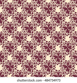 Seamless cute pattern with polka dot and flowers.
