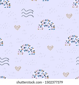Seamless cute pattern with rainbow and hearts. Creative kids texture for fabric, wrapping, textile, wallpaper, apparel. Scandinavian style. Vector illustration.
