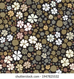 Seamless cute pattern in small flowers. Liberty style. Drawn wild meadow floral seamless background. For textile, wallpapers, print. Vector illustration