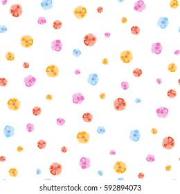 Seamless cute pattern of small flowers in yellow and pink colors. Vector floral simple background for textile, covers, manufacturing, wallpapers, print, gift wrap and scrapbooking.