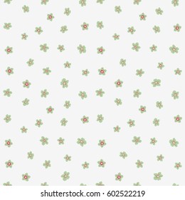 Seamless cute pattern of small flowers over neutral backdrop. Vector floral simple background for textile, covers, manufacturing, wallpapers, print, gift wrap and scrapbooking.
