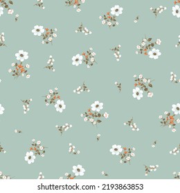 seamless Cute pattern in small pattern on Green background