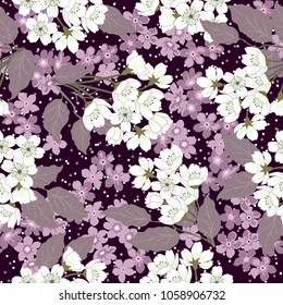 Seamless cute pattern with spring flowers. Floral background for textile or book covers, manufacturing, wallpapers, print and gift wrap.