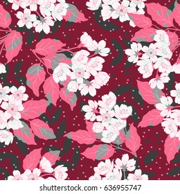 Seamless cute pattern with spring flowers. Floral background for textile or book covers, manufacturing, wallpapers, print and gift wrap.