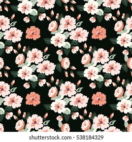 Seamless cute pattern of summer flowers. Floral simple diagonal seamless background for textile or book covers, manufacturing, wallpapers, print, gift wrap and scrapbooking. Trendy colors 