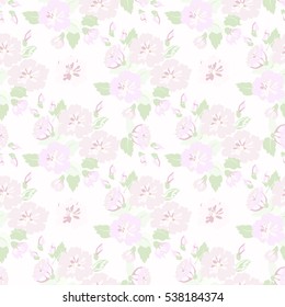 Seamless cute pattern of summer flowers. Floral simple diagonal seamless background for textile or book covers, manufacturing, wallpapers, print, gift wrap and scrapbooking. Shabby chic.
