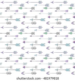 Seamless cute pattern of vintage arrows.