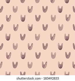 Seamless cute pattern with watercolor rabbits. Vector illustration