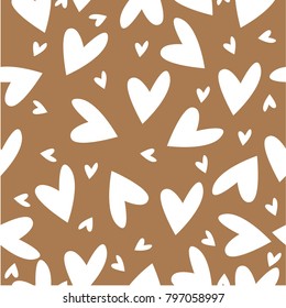 
Seamless cute pattern with white hearts on colorful backdrop. 
Romantic background design for wrapping paper, greeting cards, 
invitations for the wedding, birthday, Valentine's Day, mother's day, we
