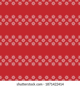 Patrón sin gracia adorable con estrellas blancas sobre fondo rojo. Ilustración vectorial. Fuegos artificiales mágicos. Fondo sólido.  Ornamento vectorial de Navidad. textura simple de vacaciones para imprimir en tela o papel.