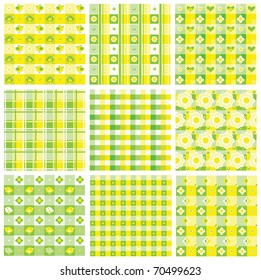 Seamless cute patterns in yellow and green colors.