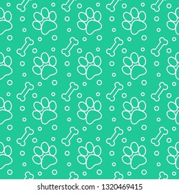 Seamless cute paw pattern, endless background for wallpaper, cover, card and poster designs, textile and fabric prints. vector illustration